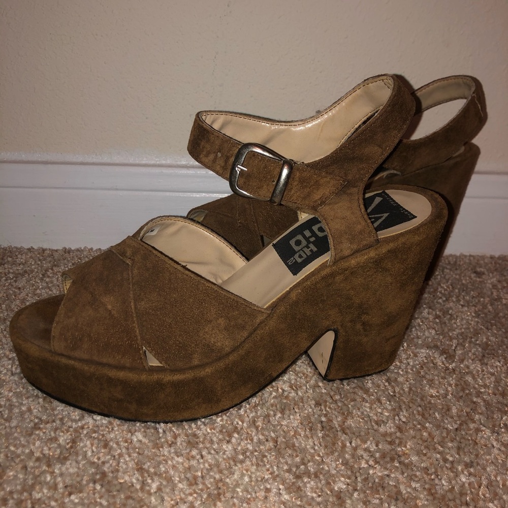 Brown Suede Platform Heels
